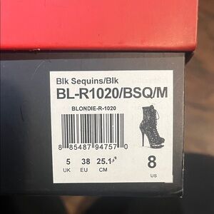 Pleaser Black Sequin Heeled Boots